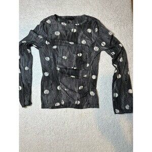 KENNETH COLE Women's Long Sleeve Geometric Polka Dot Design Ruched Front M